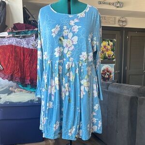 Light Blue Floral Swing Tunic